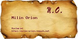 Milin Orion névjegykártya